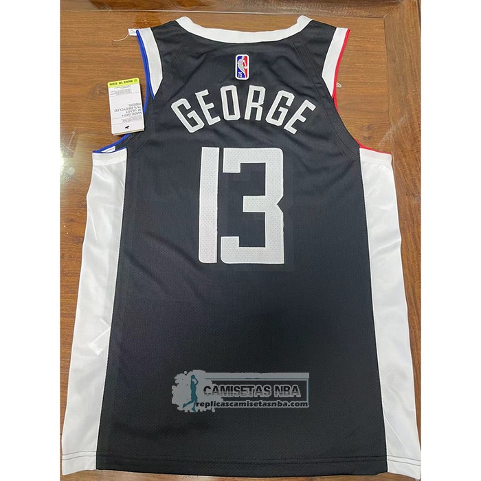 Camiseta Los Angeles Clippers Paul George NO 13 Ciudad 2020-21 Autentico Negro